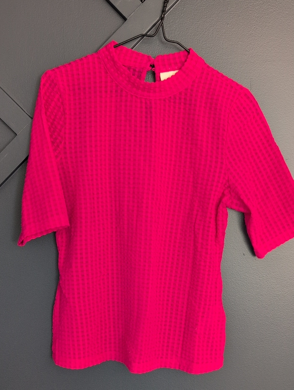 Anthropologie Maeve Vibrant Fuschia Pink Textured Short Sleeve Top
